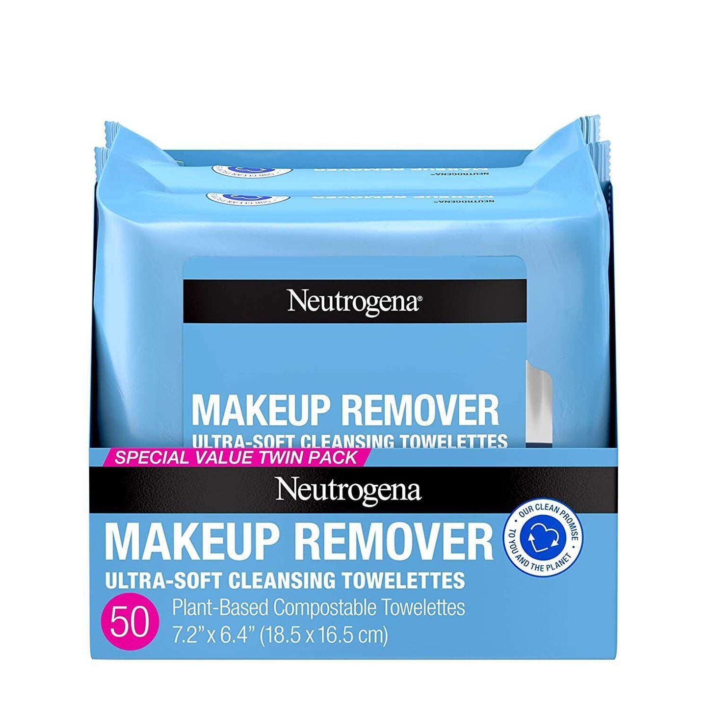 2 x Neutrogena Makeup Remover Face Wipes Daily Cleansing Facial Towelette