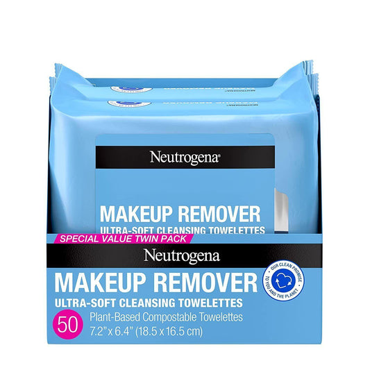 2 x Neutrogena Makeup Remover Face Wipes Daily Cleansing Facial Towelette